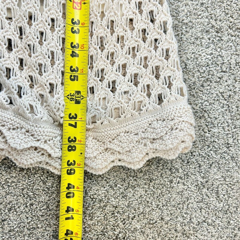 J. Crew Sweater Dress Womens M Toasted Cream Pointelle‎ Sleeveless Crochet Boho - Picture 11 of 14